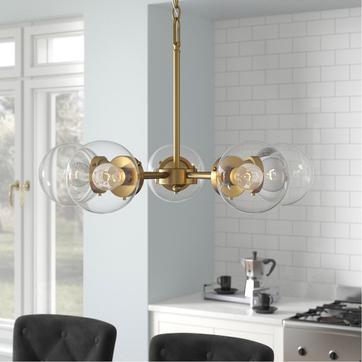 Staggered glass 9 light chandelier cheap
